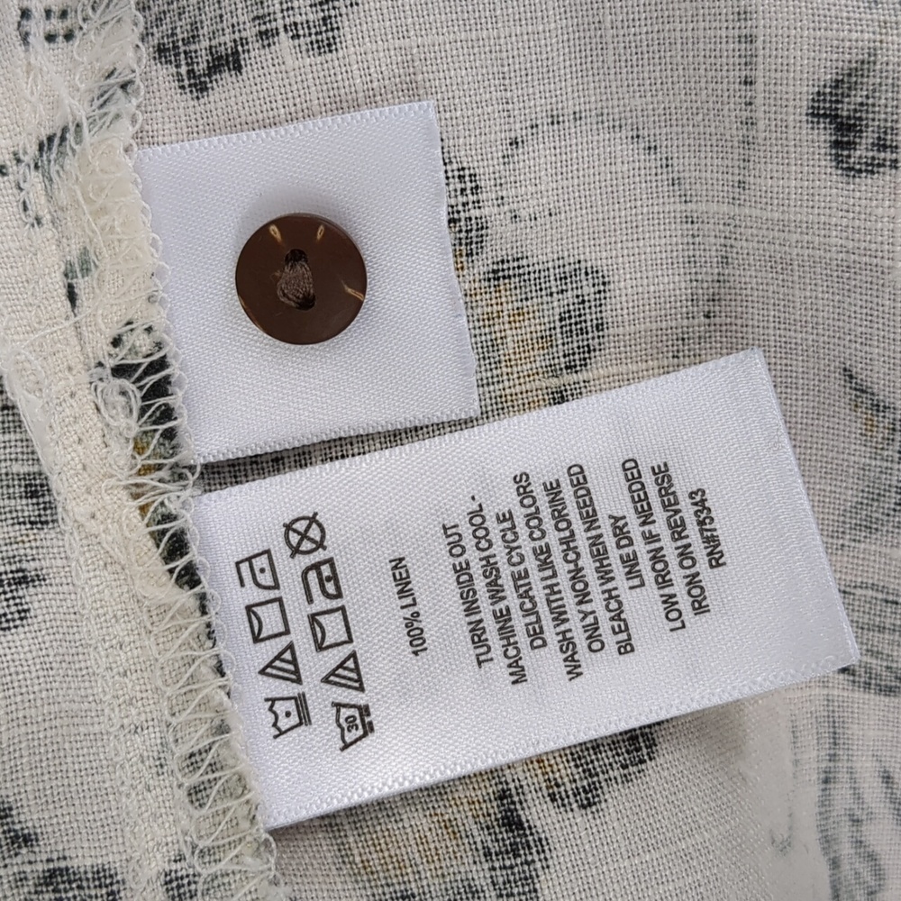 Tahari Cap Sleeve V Button Back Vented Hem 100% Linen Top XS - Picture 6 of 11